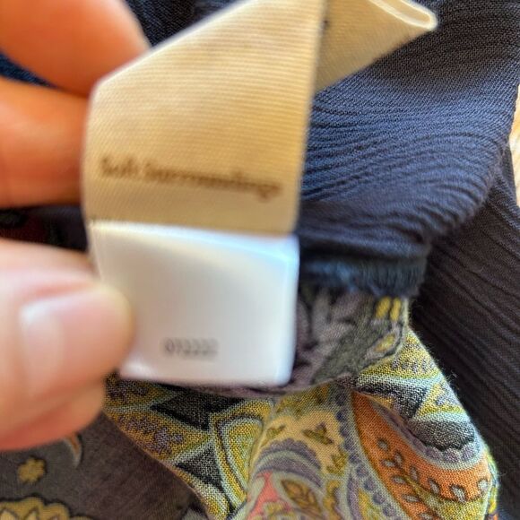 Soft Surroundings Blue Floral Tunic Top Embroidered Button Down Mix Media Small - Picture 7 of 9